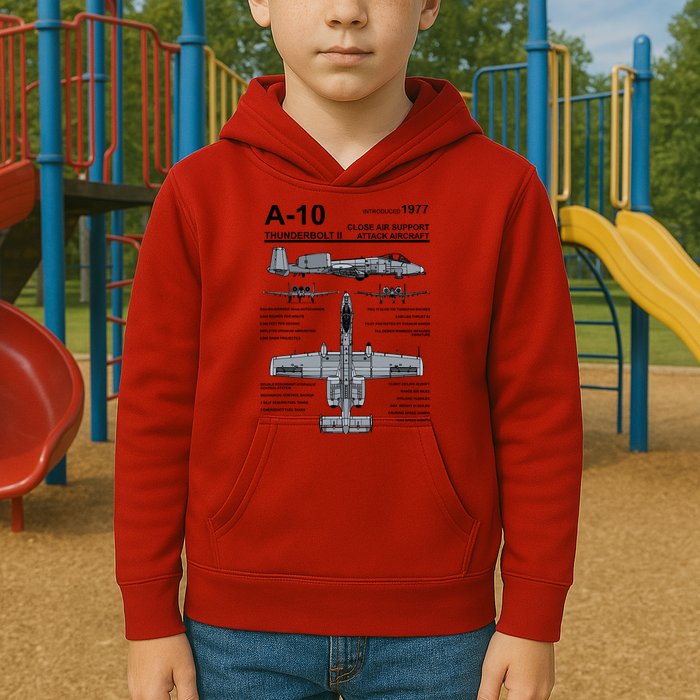 A10 Thunderbolt Ii Warthog Military Jet Spec Diagram Kids Hoodie