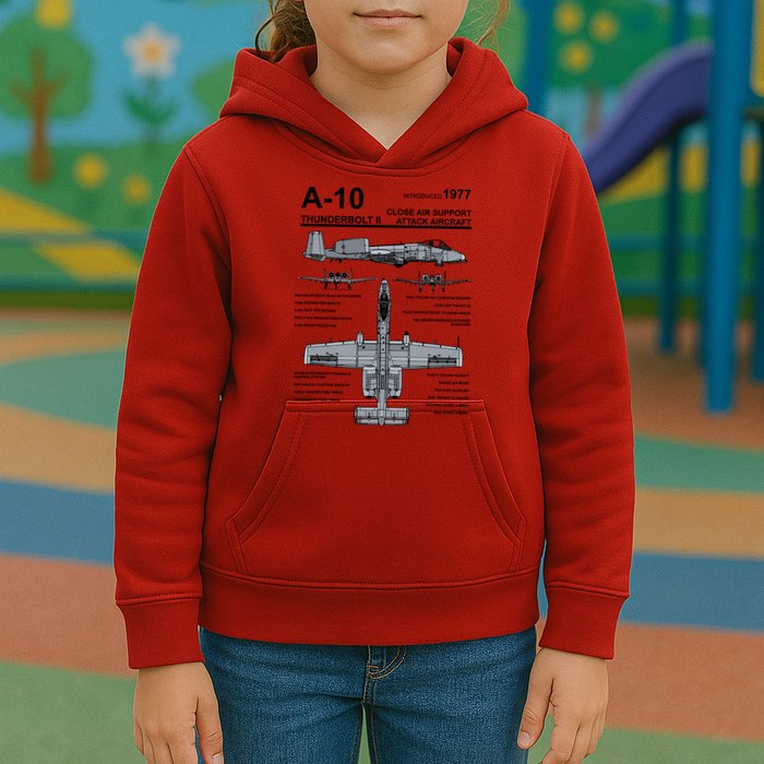 A10 Thunderbolt Ii Warthog Military Jet Spec Diagram Kids Hoodie