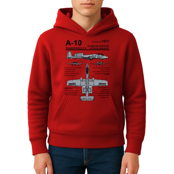 A10 Thunderbolt Ii Warthog Military Jet Spec Diagram Kids Hoodie