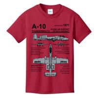 A10 Thunderbolt Ii Warthog Military Jet Spec Diagram Kids T-Shirt