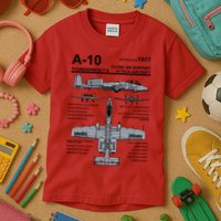 A10 Thunderbolt Ii Warthog Military Jet Spec Diagram Kids T-Shirt