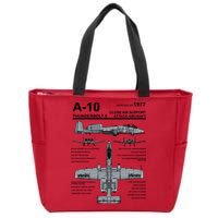 A10 Thunderbolt Ii Warthog Military Jet Spec Diagram Zip Tote Bag