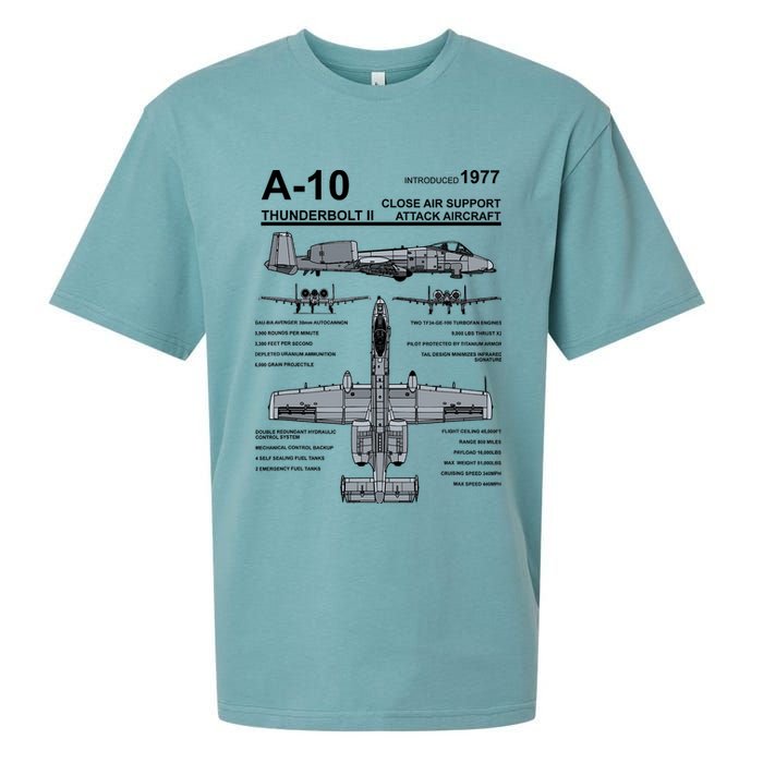 A10 Thunderbolt Ii Warthog Military Jet Spec Diagram Sueded Cloud Jersey T-Shirt
