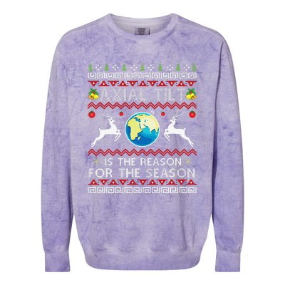 Axial Tilt Is The Reason For The Season Funny Ugly Christmas Colorblast Crewneck Sweatshirt