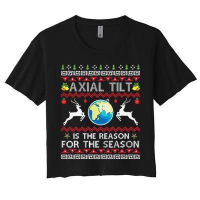 Axial Tilt Is The Reason For The Season Funny Ugly Christmas Crop Top