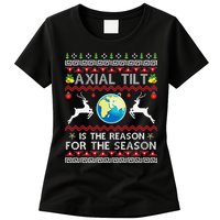 Axial Tilt Is The Reason For The Season Funny Ugly Christmas Womens T-Shirt
