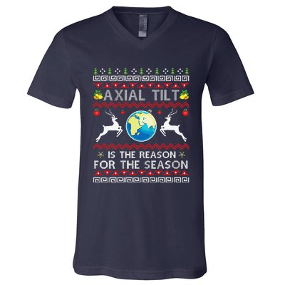 Axial Tilt Is The Reason For The Season Funny Ugly Christmas V-Neck T-Shirt