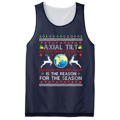 Axial Tilt Is The Reason For The Season Funny Ugly Christmas Mesh Reversible Basketball Jersey Tank