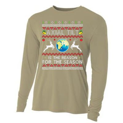 Axial Tilt Is The Reason For The Season Funny Ugly Christmas Cooling Performance Long Sleeve Crew