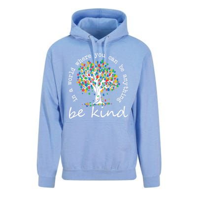 Autism Tree In A World Where You Can Be Anything Be Kind Gift Unisex Surf Hoodie