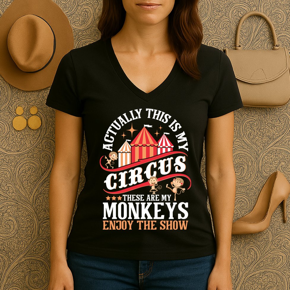 Actually This Is My Circus These Are Monkeys Monkey Lover Women's V-Neck T-Shirt