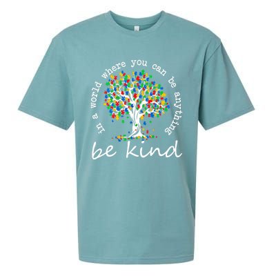 Autism Tree In A World Where You Can Be Anything Be Kind Cute Gift Sueded Cloud Jersey T-Shirt