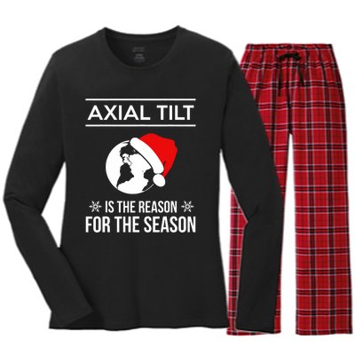 Axial Tilt Is The Reason For The Season Xmas Women's Long Sleeve Flannel Pajama Set 