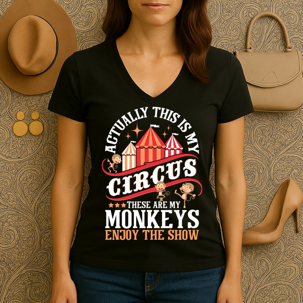 Actually This Is My Circus These Are Monkeys Monkey Lover Women's V-Neck T-Shirt