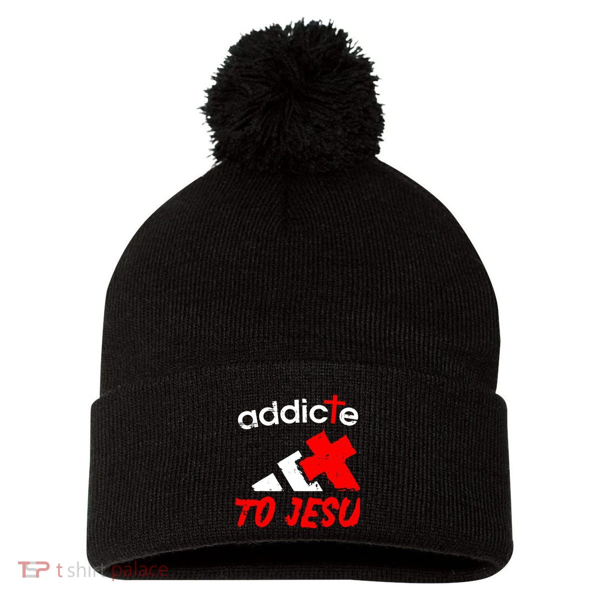 Addicted To Jesus Pom Pom 12in Knit Beanie