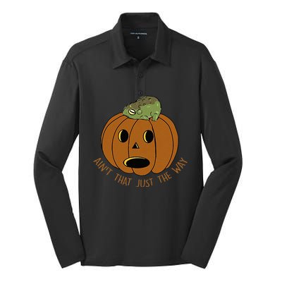 AinT That Just The Way Retro Style Pumpkin Silk Touch Performance Long Sleeve Polo