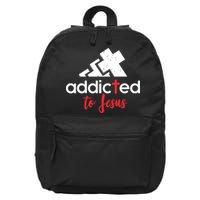 Addicted To Jesus Christian Faith God 16 in Basic Backpack
