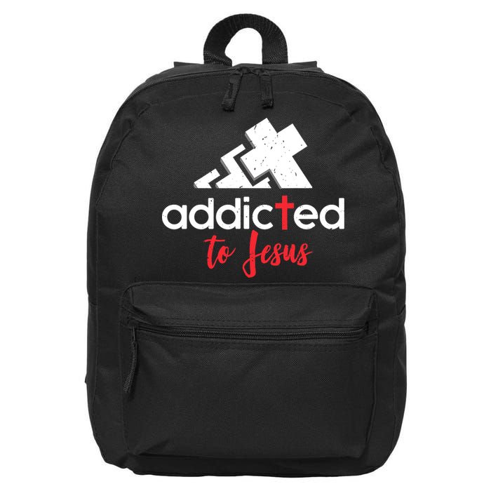 Addicted To Jesus Christian Faith God 16 in Basic Backpack