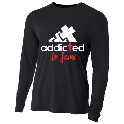 Addicted To Jesus Christian Faith God Cooling Performance Long Sleeve Crew