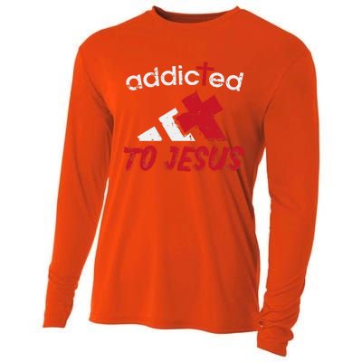 Addicted To Jesus God Faith Religious Christian Cooling Performance Long Sleeve Crew