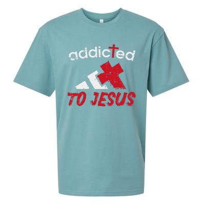 Addicted To Jesus God Faith Religious Christian Sueded Cloud Jersey T-Shirt