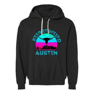 Austin Texas Keep It Weird Longhorn Sunset Gift Garment-Dyed Fleece Hoodie