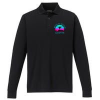 Austin Texas Keep It Weird Longhorn Sunset Gift Performance Long Sleeve Polo