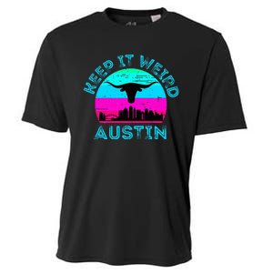 Austin Texas Keep It Weird Longhorn Sunset Gift Cooling Performance Crew T-Shirt