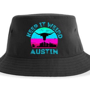 Austin Texas Keep It Weird Longhorn Sunset Gift Sustainable Bucket Hat