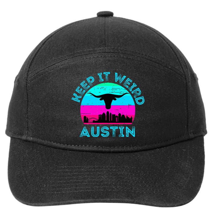 Austin Texas Keep It Weird Longhorn Sunset Gift 7-Panel Snapback Hat