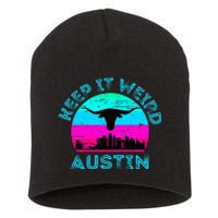 Austin Texas Keep It Weird Longhorn Sunset Gift Short Acrylic Beanie