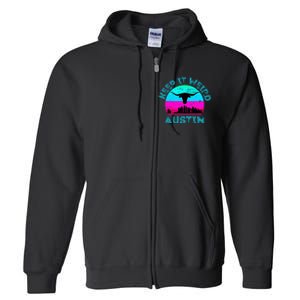 Austin Texas Keep It Weird Longhorn Sunset Gift Full Zip Hoodie