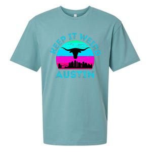 Austin Texas Keep It Weird Longhorn Sunset Gift Sueded Cloud Jersey T-Shirt