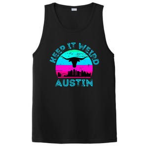 Austin Texas Keep It Weird Longhorn Sunset Gift PosiCharge Competitor Tank