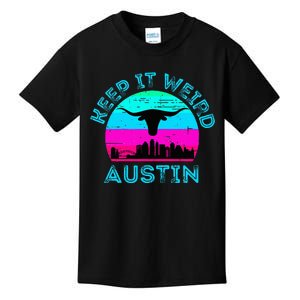 Austin Texas Keep It Weird Longhorn Sunset Gift Kids T-Shirt