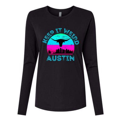 Austin Texas Keep It Weird Longhorn Sunset Gift Womens Cotton Relaxed Long Sleeve T-Shirt