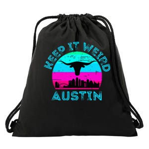 Austin Texas Keep It Weird Longhorn Sunset Gift Drawstring Bag