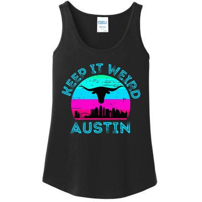 Austin Texas Keep It Weird Longhorn Sunset Gift Ladies Essential Tank