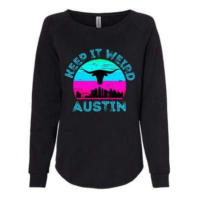 Austin Texas Keep It Weird Longhorn Sunset Gift Womens California Wash Sweatshirt