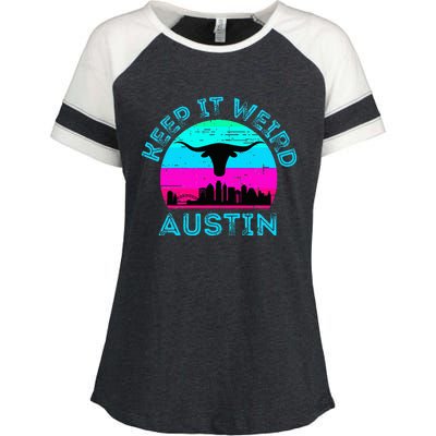 Austin Texas Keep It Weird Longhorn Sunset Gift Enza Ladies Jersey Colorblock Tee