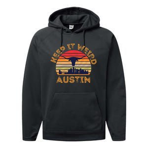 Austin, Texas Keep It Weird Longhorn Sunset Performance Fleece Hoodie