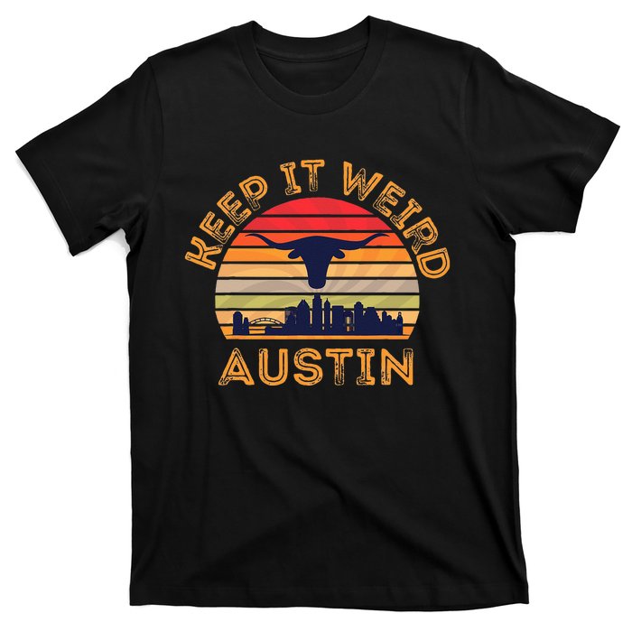 Austin, Texas Keep It Weird Longhorn Sunset T-Shirt