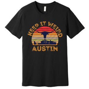 Austin, Texas Keep It Weird Longhorn Sunset Premium T-Shirt