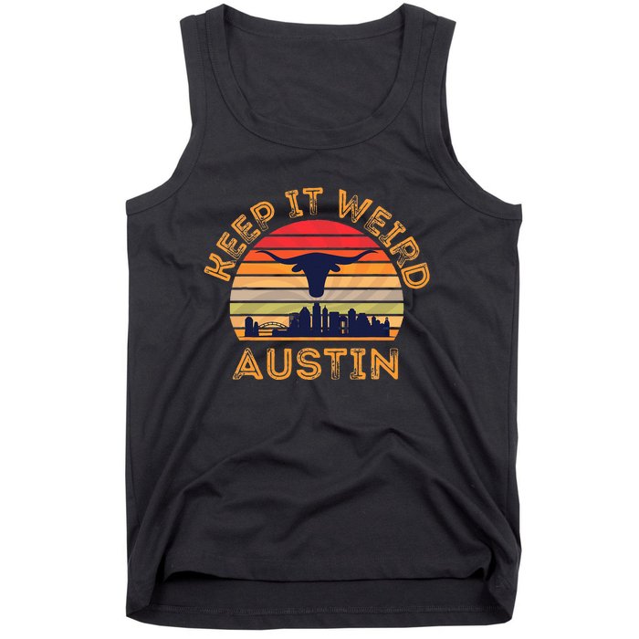 Austin, Texas Keep It Weird Longhorn Sunset Tank Top