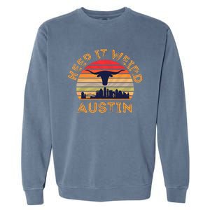 Austin, Texas Keep It Weird Longhorn Sunset Garment-Dyed Sweatshirt