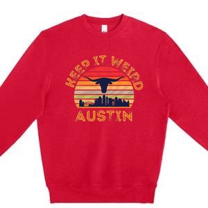 Austin, Texas Keep It Weird Longhorn Sunset Premium Crewneck Sweatshirt