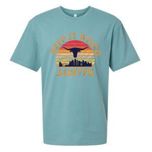 Austin, Texas Keep It Weird Longhorn Sunset Sueded Cloud Jersey T-Shirt