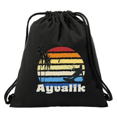 Ayvalik Turkey Kitesurfing Kitesurfer Beach Drawstring Bag