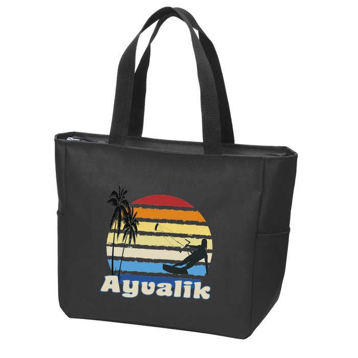 Ayvalik Turkey Kitesurfing Kitesurfer Beach Zip Tote Bag