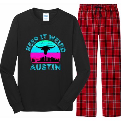 Austin Texas Keep It Weird Longhorn Sunset Gift Long Sleeve Pajama Set